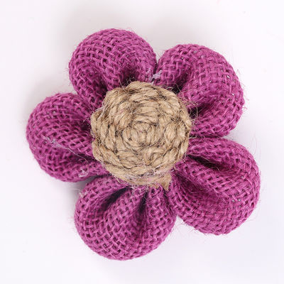 8cm Burlap Ribbon Çiçekleri Diy Orange Black Jute Rope Flower