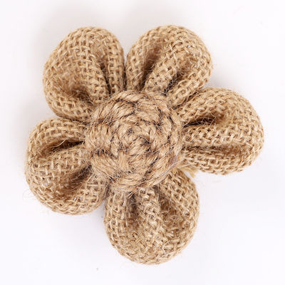 8cm Burlap Ribbon Çiçekleri Diy Orange Black Jute Rope Flower
