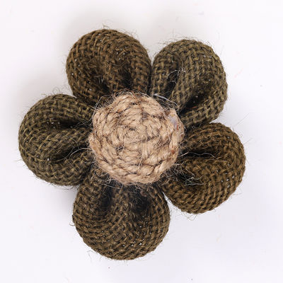 8cm Burlap Ribbon Çiçekleri Diy Orange Black Jute Rope Flower
