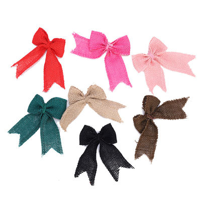 8cm*11cm Jute Ribbon Bow Yeşil Gül Dekoratif Burlap Ribbon Bow