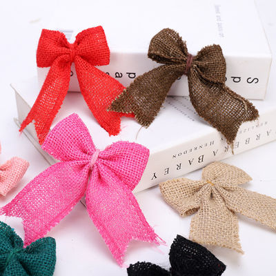 8cm*11cm Jute Ribbon Bow Yeşil Gül Dekoratif Burlap Ribbon Bow