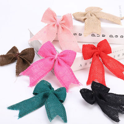 8cm*11cm Jute Ribbon Bow Yeşil Gül Dekoratif Burlap Ribbon Bow