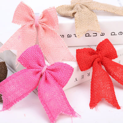 8cm*11cm Jute Ribbon Bow Yeşil Gül Dekoratif Burlap Ribbon Bow