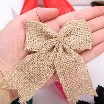 8cm*11cm Jute Ribbon Bow Yeşil Gül Dekoratif Burlap Ribbon Bow