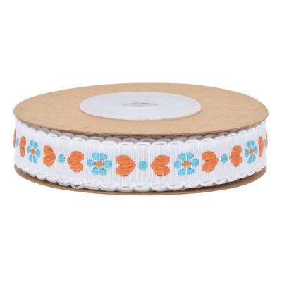 Jacquard 12mm Çiçekli Kablolu Kurdele ISO14001 Vintage Çiçekli Kurdele