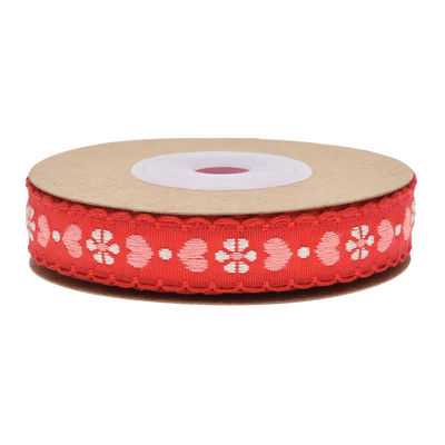 Jacquard 12mm Çiçekli Kablolu Kurdele ISO14001 Vintage Çiçekli Kurdele