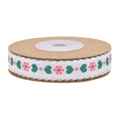 Jacquard 12mm Çiçekli Kablolu Kurdele ISO14001 Vintage Çiçekli Kurdele