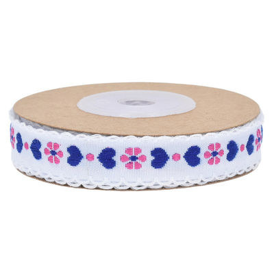 Jacquard 12mm Çiçekli Kablolu Kurdele ISO14001 Vintage Çiçekli Kurdele