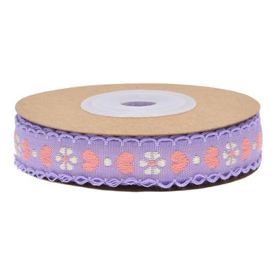 Jacquard 12mm Çiçekli Kablolu Kurdele ISO14001 Vintage Çiçekli Kurdele