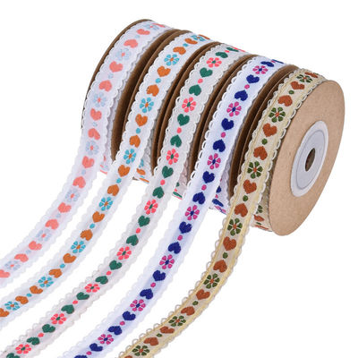 Jacquard 12mm Çiçekli Kablolu Kurdele ISO14001 Vintage Çiçekli Kurdele