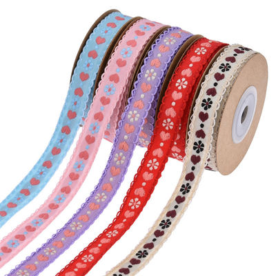 Jacquard 12mm Çiçekli Kablolu Kurdele ISO14001 Vintage Çiçekli Kurdele