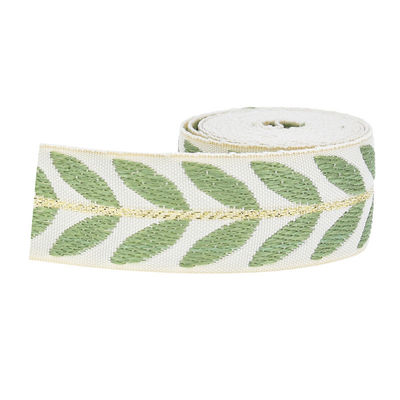 25mm*2y Jacquard Yapraklı Kurdele Ekolojik Dost Noel Kurdele Kablolu