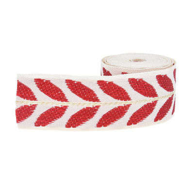 25mm*2y Jacquard Yapraklı Kurdele Ekolojik Dost Noel Kurdele Kablolu