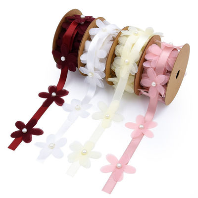 40mm*2m Polyester Çiçeklik Kurdele Düzleme OEM ODM Çiçeklik Düğme Kurdele