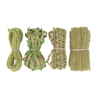 Yapraklı koyu yeşil kabuk bantı 2mm-15mm*10y Jute kablolu bant