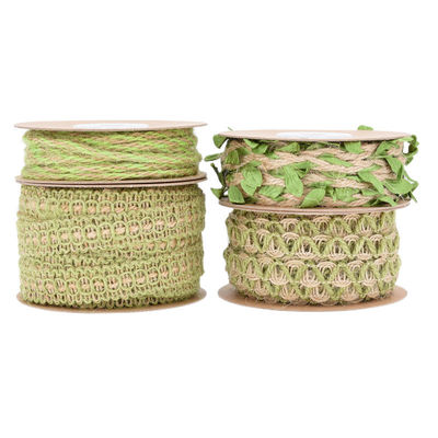 Yapraklı koyu yeşil kabuk bantı 2mm-15mm*10y Jute kablolu bant