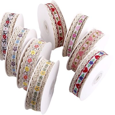 2.5cm Dırnaqlı Flroal Jacquard Kurdele Hediye Paketleme Paketleme için Polyester Kurdele