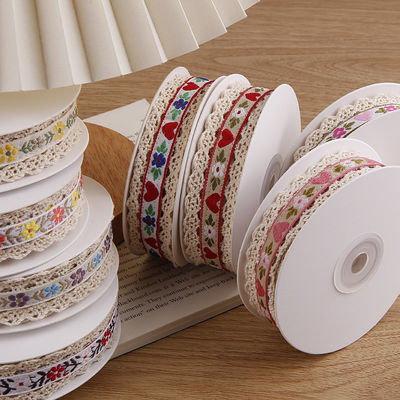 2.5cm Dırnaqlı Flroal Jacquard Kurdele Hediye Paketleme Paketleme için Polyester Kurdele