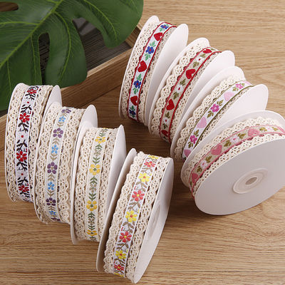 2.5cm Dırnaqlı Flroal Jacquard Kurdele Hediye Paketleme Paketleme için Polyester Kurdele