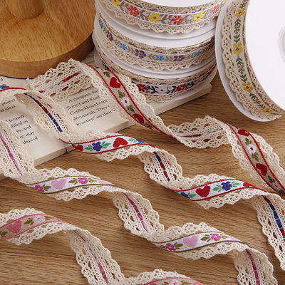 2.5cm Dırnaqlı Flroal Jacquard Kurdele Hediye Paketleme Paketleme için Polyester Kurdele