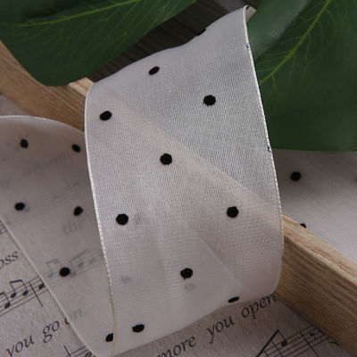 25mm-50mm Organza Şerit Nokta Deseni Yazdırılmış Poliester Organza Şerit OEM Eko Dost