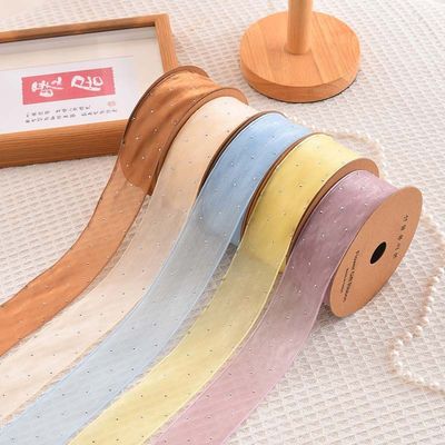 4cm*18m Parlak Elmas Poliester Organza Şerit Yüksek Kaliteli Hediye Şerit