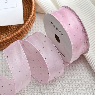 4cm*18m Parlak Elmas Poliester Organza Şerit Yüksek Kaliteli Hediye Şerit