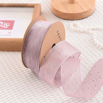 4cm*18m Parlak Elmas Poliester Organza Şerit Yüksek Kaliteli Hediye Şerit