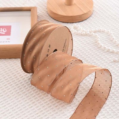 4cm*18m Parlak Elmas Poliester Organza Şerit Yüksek Kaliteli Hediye Şerit