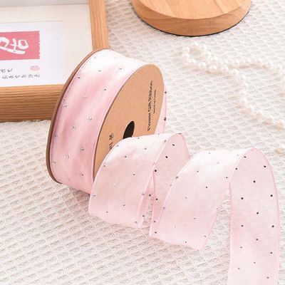 4cm*18m Parlak Elmas Poliester Organza Şerit Yüksek Kaliteli Hediye Şerit