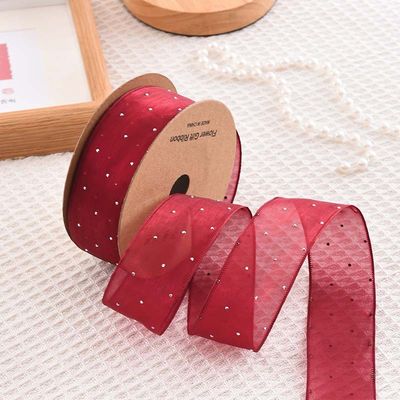 4cm*18m Parlak Elmas Poliester Organza Şerit Yüksek Kaliteli Hediye Şerit
