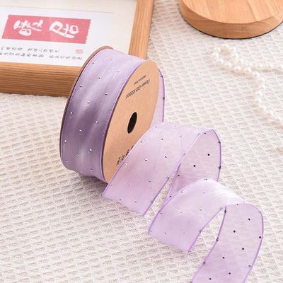 4cm*18m Parlak Elmas Poliester Organza Şerit Yüksek Kaliteli Hediye Şerit