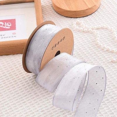 4cm*18m Parlak Elmas Poliester Organza Şerit Yüksek Kaliteli Hediye Şerit