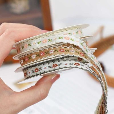 15mm*50y Pastoral Çiçekli Pamuk Kurdele Pişirme Pasta Kurdele Yay DIY Malzeme Dekorasyon Kurdele Çiçek Buket Paketleme