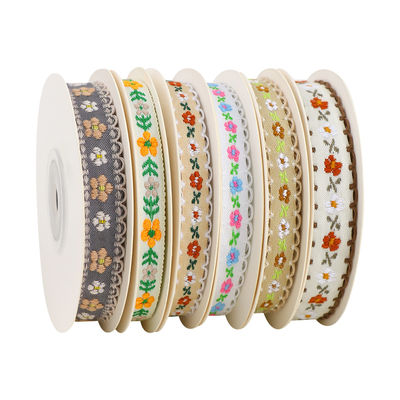 15mm*50y Pastoral Çiçekli Pamuk Kurdele Pişirme Pasta Kurdele Yay DIY Malzeme Dekorasyon Kurdele Çiçek Buket Paketleme