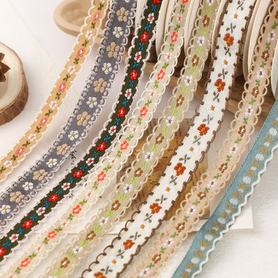 15mm*50y Pastoral Çiçekli Pamuk Kurdele Pişirme Pasta Kurdele Yay DIY Malzeme Dekorasyon Kurdele Çiçek Buket Paketleme