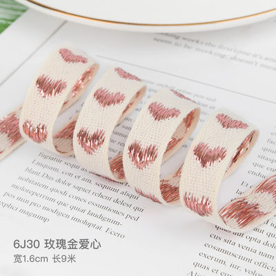 16mm*9m Kalp Deseni Giyim Aksesuarları için Jacquard Pamuk Kurdele