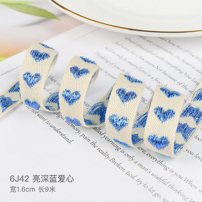 16mm*9m Kalp Deseni Giyim Aksesuarları için Jacquard Pamuk Kurdele