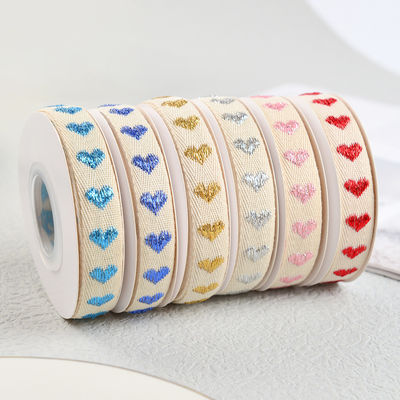 16mm*9m Kalp Deseni Giyim Aksesuarları için Jacquard Pamuk Kurdele