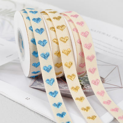 16mm*9m Kalp Deseni Giyim Aksesuarları için Jacquard Pamuk Kurdele