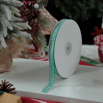 1cm*45m Hediye ambalajı ve giyim aksesuarları için Noel basılı kurdele