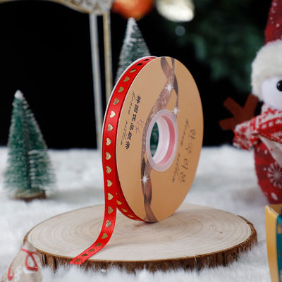 1cm*45m Hediye ambalajı ve giyim aksesuarları için Noel basılı kurdele