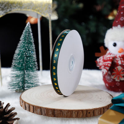 1cm*45m Hediye ambalajı ve giyim aksesuarları için Noel basılı kurdele