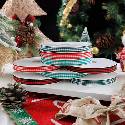 1cm*45m Hediye ambalajı ve giyim aksesuarları için Noel basılı kurdele