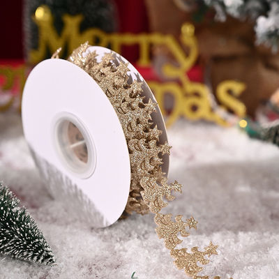 3cm*5y hediye ambalajı ve giyim aksesuarları için ultrasonik Noel kurdelesi
