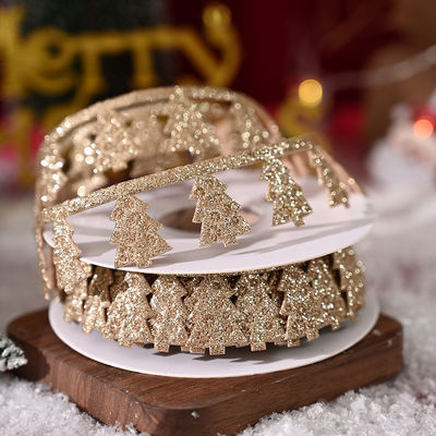 3cm*5y hediye ambalajı ve giyim aksesuarları için ultrasonik Noel kurdelesi
