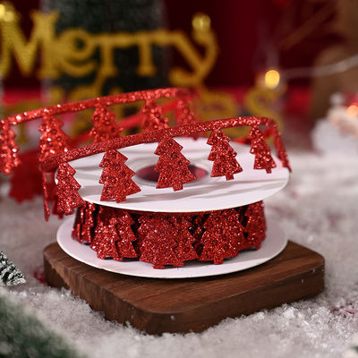3cm*5y hediye ambalajı ve giyim aksesuarları için ultrasonik Noel kurdelesi