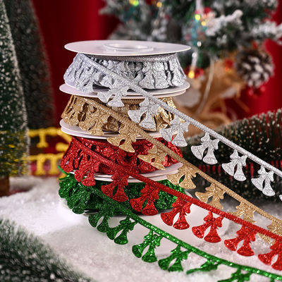 3cm*5y hediye ambalajı ve giyim aksesuarları için ultrasonik Noel kurdelesi