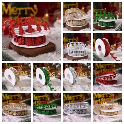 3cm*5y hediye ambalajı ve giyim aksesuarları için ultrasonik Noel kurdelesi