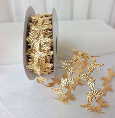 2cm*25y hediye ambalajı ve giyim aksesuarları için ultrasonik kelebek kurdelesi